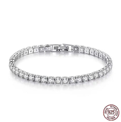 925 Sterling Silver Rose Gold Tennis Bracelet Sparkling Crystal Cubic Zirconia Hip-Hop Luxury Women's Jewelry Surprise Gift