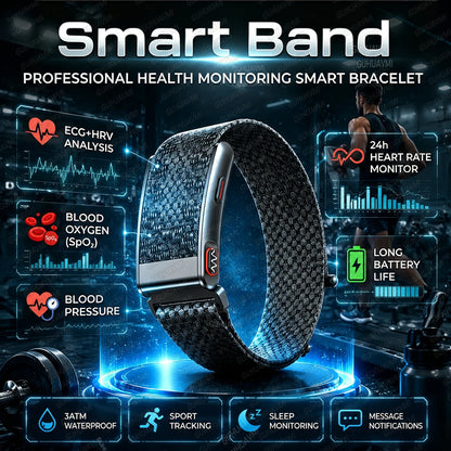 2026 New Screenless Fitness Tracker Health Smart Band ECG+PPG Uric Acid Blood Oxygen Body analysis Smart Bracelet For Men Women