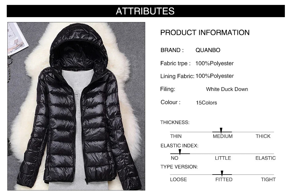 Women Puffer Jacket - Plus Size Jackets, Lightweight Down Coat With Zipper Closure