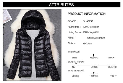 Women Puffer Jacket - Plus Size Jackets, Lightweight Down Coat With Zipper Closure