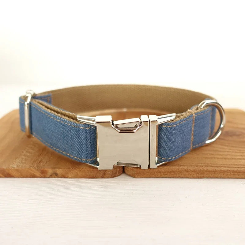 Personalized Dog Collar Customized Pet Collars Free Engraving ID Nameplate Tag Pet Accessory Multi Jean Puppy Collar Leash