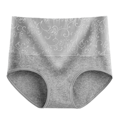 Plus Size Women's Cotton Underwear High Waisted Tummy Control Panties Full Coverage Briefs Jacquard Ladies Panty 3 Pack