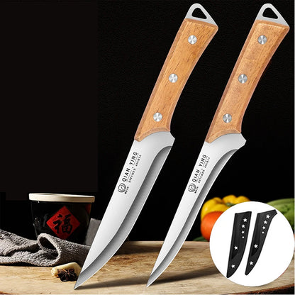 Professional Stainless Steel Fillet Knife - Forged Boning  Fish Slicing Knife with Wooden Handle