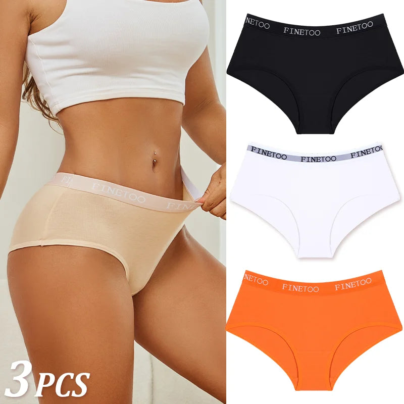 Women Cotton Briefs - Soft Breathable Low-Rise Panties 3Pcs Cotton Underwear Set