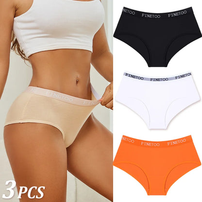 Women Cotton Briefs - Soft Breathable Low-Rise Panties 3Pcs Cotton Underwear Set