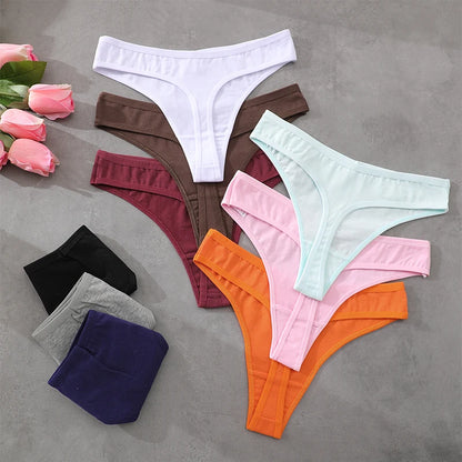 6Pcs/Set Women‘s Cotton Seamless Pantys Sexy Low Waist Soft Comfortable Thongs Fashion Girl Breathable Intimates G-Strings