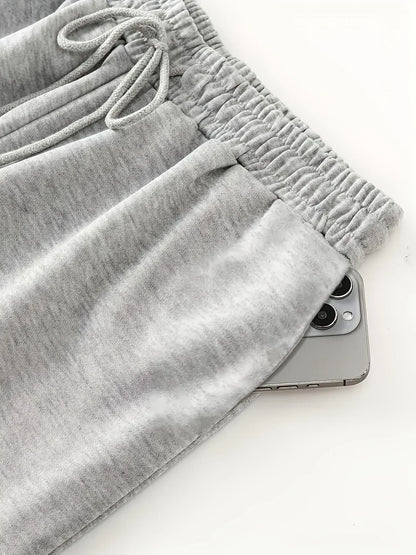 Women's Autumn and Winter Plus-size Star Print Loose Straight Fleece Leg Sweatpants Trendy Streetwear Stylish Versatile