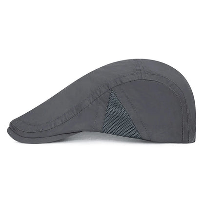 Summer Quick-Drying Thin Beret Men Women Sun Shade Newsboy Cap Breathable Mesh Peak Caps Adjustable Sun Shade Beret Hats