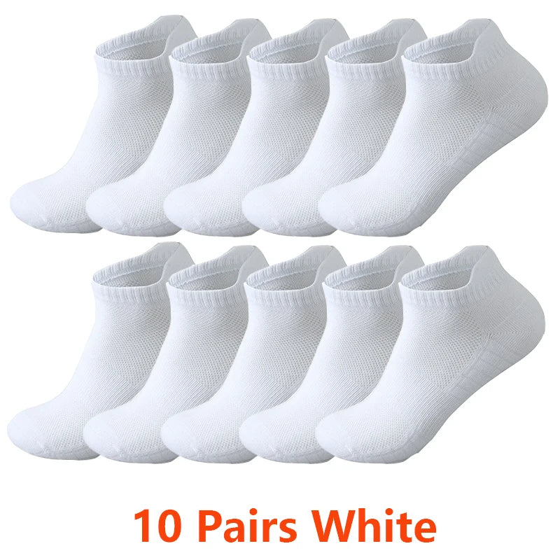 Ankle Socks Men Women - 10 Pairs Breathable Cotton Mesh Running Socks for Summer