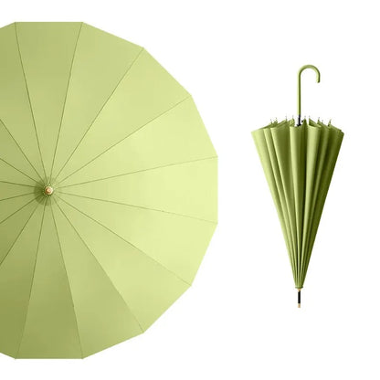 Japanese Long Handled Umbrella Ins for Both Sunny and Rainy Use, Black Glue Large Size Storm Resistant 16 Bone Automatic Waterpr