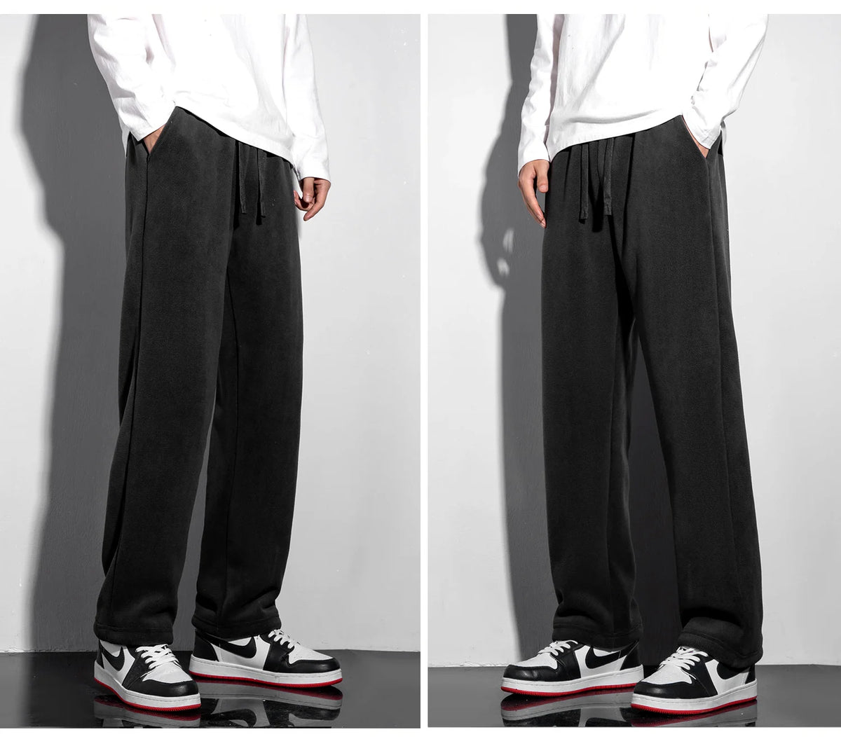YJKVUR Unisex 2026 Winter New Oversize Pants Men Women Warm Fleece Liner Drawstring Trousers Casual Comfortable Gym Sweatpants