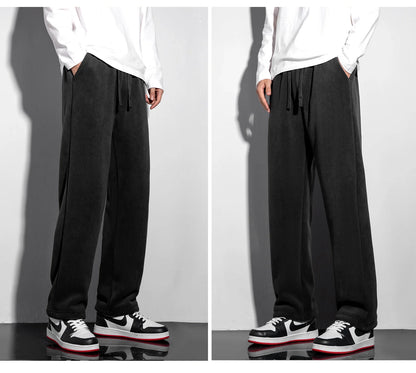 YJKVUR Unisex 2026 Winter New Oversize Pants Men Women Warm Fleece Liner Drawstring Trousers Casual Comfortable Gym Sweatpants