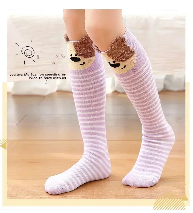 3-12Y Sweet Baby Kids Cotton Warmer Knee High Long Kawaii Socks Cartoon Animal Lovely Princess Girls Children Todder Stockings