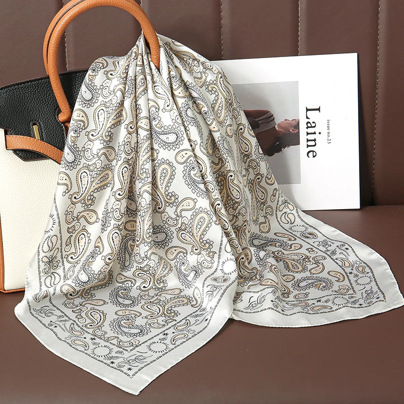Luxury Satin Silk Scarf - Womens Fashion Shawl Hijab Neckerchief Bandana 2023