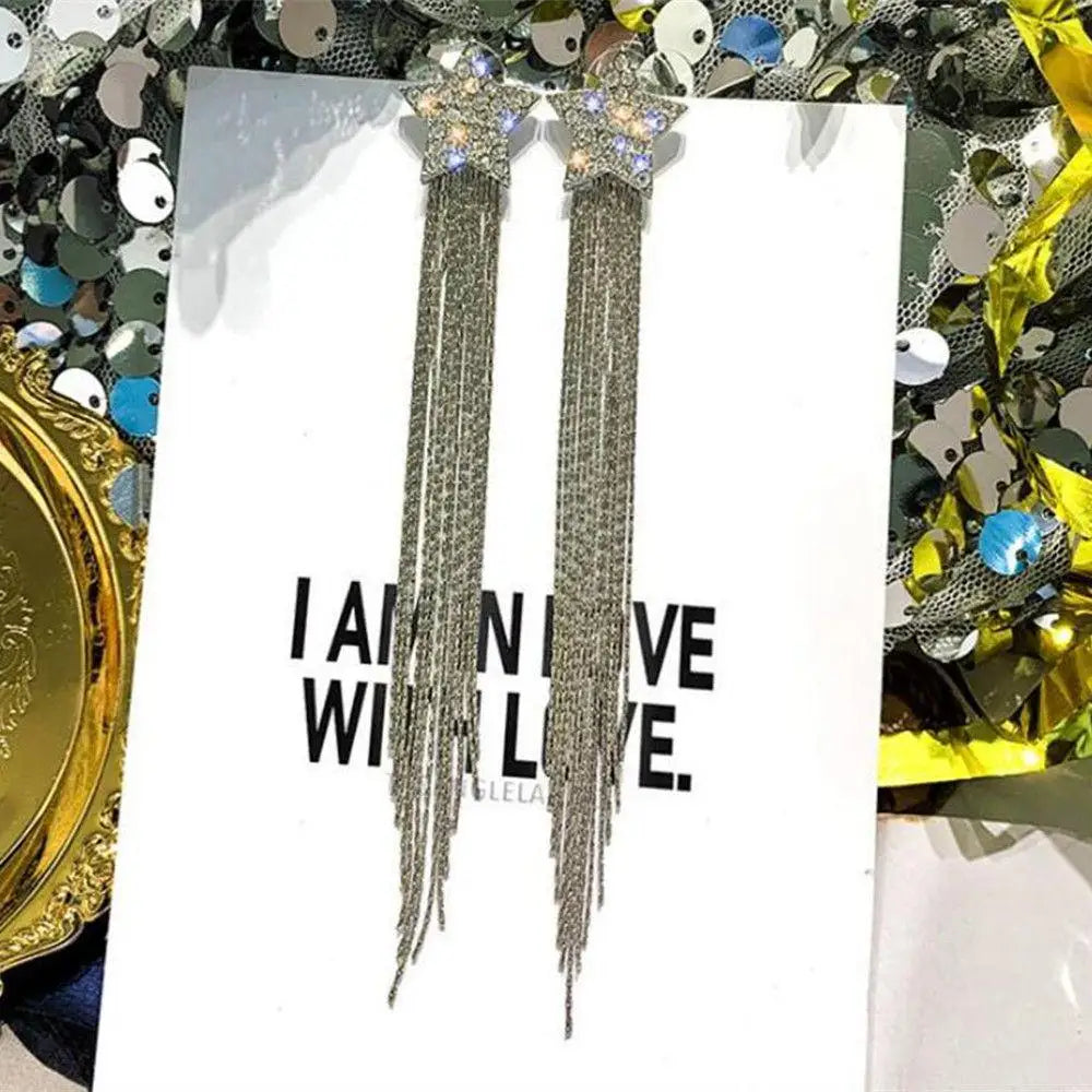 Two-Tone Leaf Drop Earrings – Carbon Zircon Pendant Style