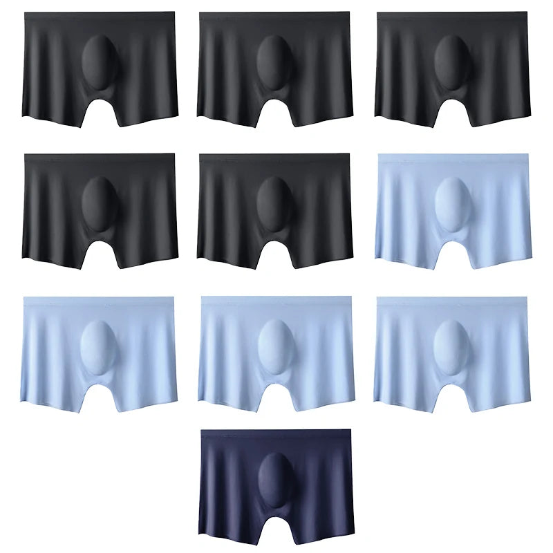 Mens Ice Silk Boxers - 10 Pcs Ultra-Thin Seamless Breathable Underwear