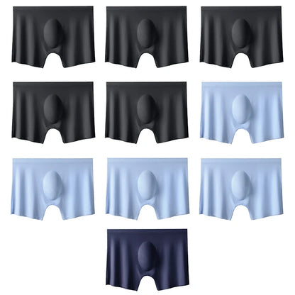 Mens Ice Silk Boxers - 10 Pcs Ultra-Thin Seamless Breathable Underwear