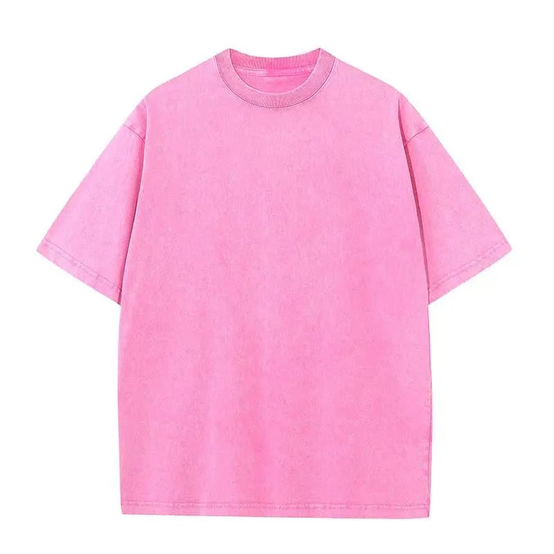 Retro Heavyweight T-Shirt - Solid Color Tee | Breathable Cotton Shirt, Short Sleeve Casual Top