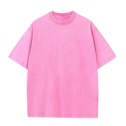 Retro Heavyweight T-Shirt - Solid Color Tee | Breathable Cotton Shirt, Short Sleeve Casual Top