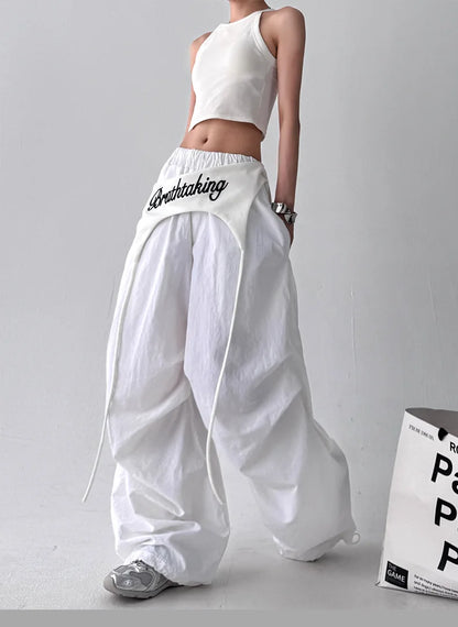Designer Layering Cargo Pants Women Summer Lightweight Quick-Dry Jazz Dance Trousers Baggy Paratrooper Streetwear Wide Leg Pants
