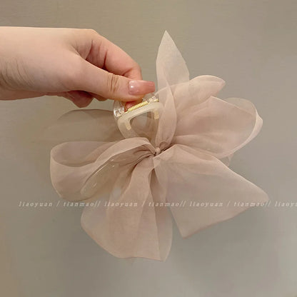 Elegant Mesh Bow Grip Clip for Girls Ponytail Braid Hair Claw Clip Stylish Hair Accessory Gift for Ladies  заколка зажим