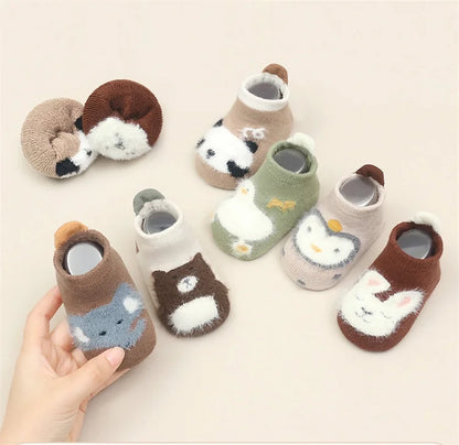 0-5Years Winter Thick Terry Cotton Baby Girl Sock with Rubber Soles Infant Animal Funny Sock Newborn Baby Indoor Floor Socks New