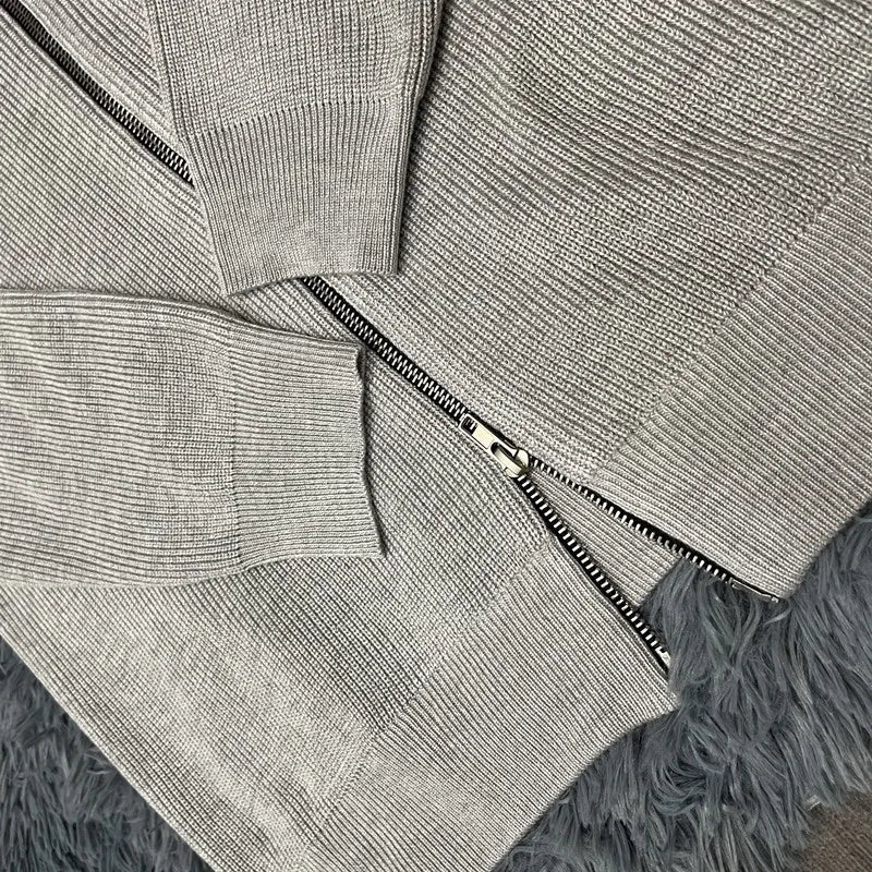 Asian size Autumn Winter Men Loose Casual Knit Sweater Zipper Semi High Neck Long Sleeve Cardigan Lazy Comfortable Warm Top