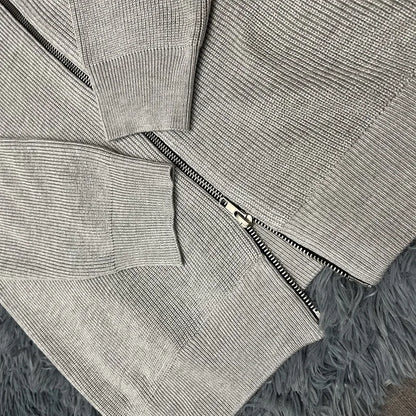 Asian size Autumn Winter Men Loose Casual Knit Sweater Zipper Semi High Neck Long Sleeve Cardigan Lazy Comfortable Warm Top