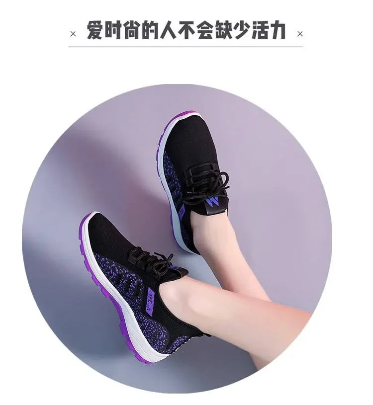 Vulcanize Shoes Women Platform Sneakers Summer Light Breathable Mesh Sports Shoes Ladies Outdoor Wear-resistant Jogging Trainers