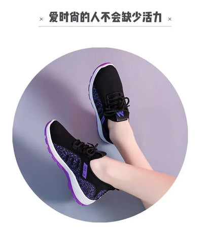Vulcanize Shoes Women Platform Sneakers Summer Light Breathable Mesh Sports Shoes Ladies Outdoor Wear-resistant Jogging Trainers