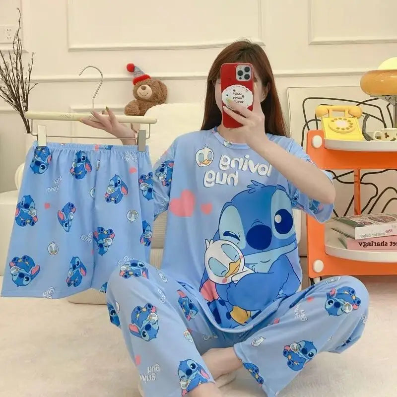 Women's New Three Piece Pajama Home Outfit Sweet Pajama Cartoon Casual Women's Fashionable and Comfortable Home Outfit Pajamaset