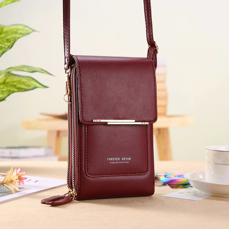 Women Leather Handbags - PU Leather Shoulder Crossbody Bag With Zipper Closure