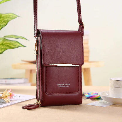 Women Leather Handbags - PU Leather Shoulder Crossbody Bag With Zipper Closure
