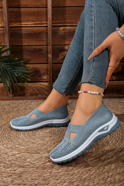 Women's casual sports shoes, solid color breathable sports soft-soled lightweight walking shoes, low-top knitted casual shoes