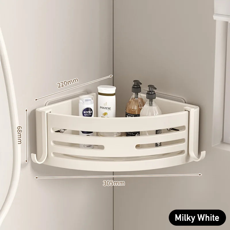 Aluminium Corner Bathroom Shelf - Self-Adhesive Towel Holder No Drill Wall-Mounted Organizer