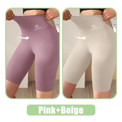 High Waist Womens Sports Shorts - Seamless Fitness Biker Shorts with Scrunch Butt Design