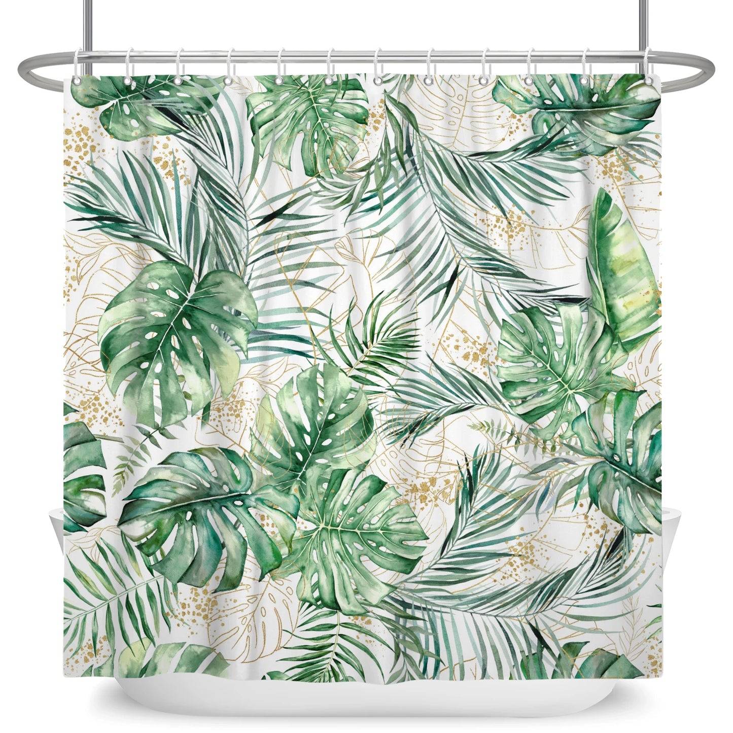 Waterproof Shower Curtain - Tropical Leaf Polyester Bathroom Decor Curtain