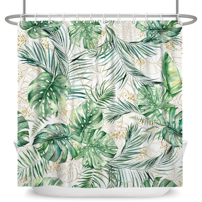 Waterproof Shower Curtain - Tropical Leaf Polyester Bathroom Decor Curtain