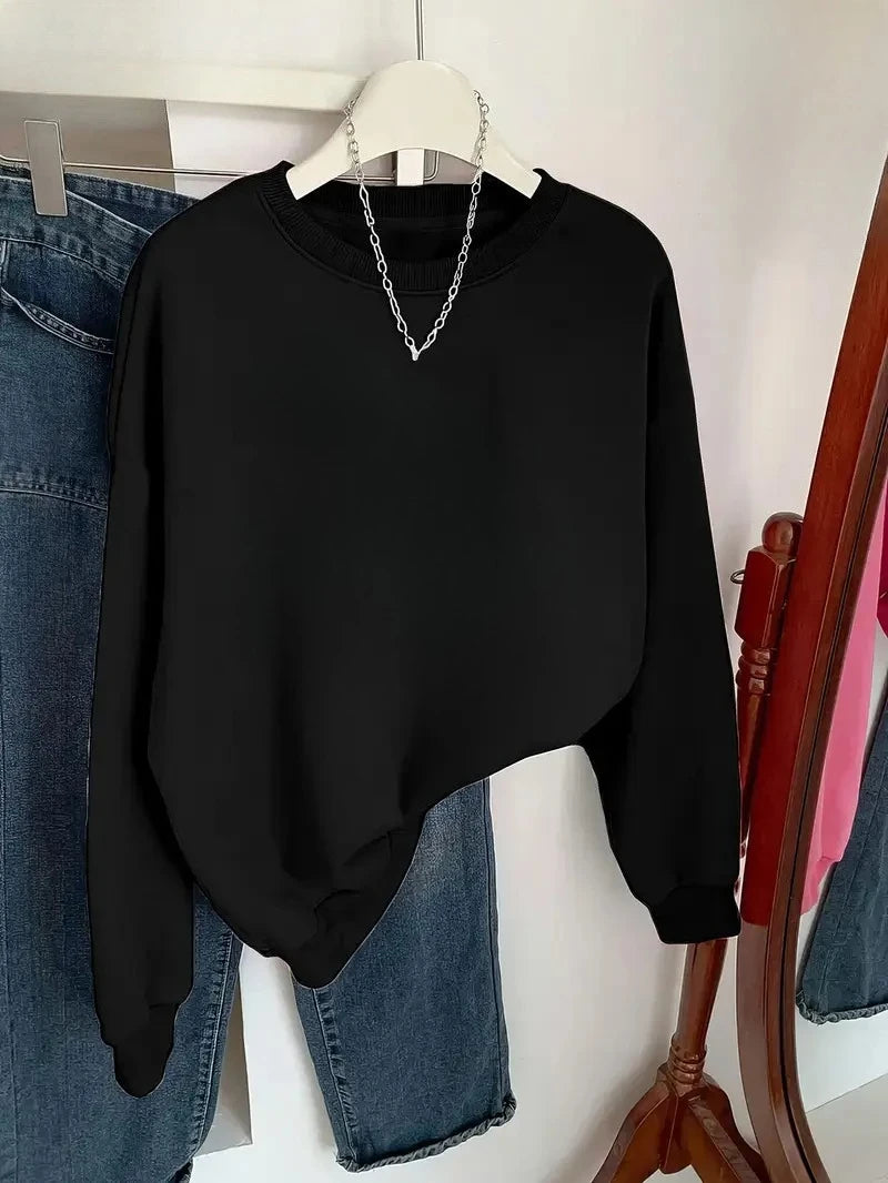 Loose Solid Color Women's Cotton Hoodies Casual Autumn Winter Fleece Sweatshirt Oversize Pullover O-Neck Top Hoody Couple Unisex
