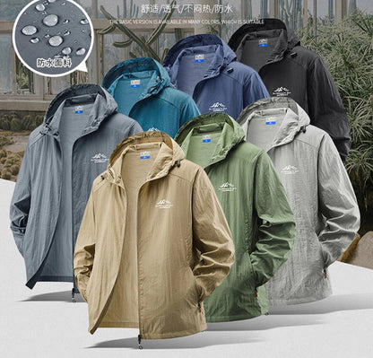 Summer Waterproof Hiking Jackets Men Fishing Cycling Hooded Gym Sports Running Coat Outdoor Sun-Protective Thin Jacket Clothing