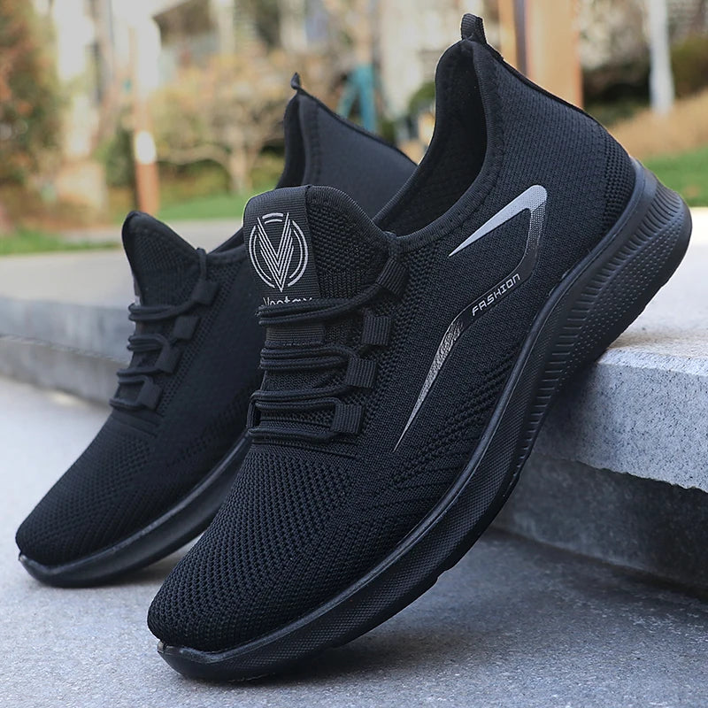 Men's Solid Lace-Up Casual Shoes, Lightweight Outdoor Sports Shoes for Men's Fashionable Solid Casual Shoes Suitable for Leisure Walking Enthusiasts - Ideal for Lightweight, Breathable and Non-Slip, Suitable for Leisur