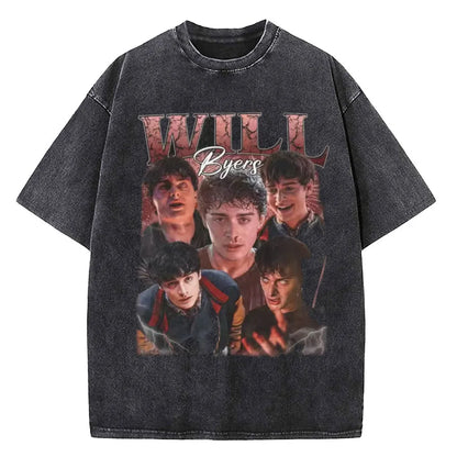 Vintage Washed T Shirt Will Byers Loose T Shirts Men Women TV Show Cartoon Popular Tshirt Summer Aesthetic Print Clothes