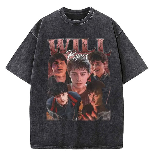 Vintage Washed T Shirt Will Byers Loose T Shirts Men Women TV Show Cartoon Popular Tshirt Summer Aesthetic Print Clothes