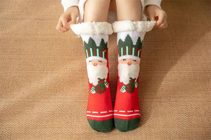 New Winter Kids Cartoon Christmas Socks Boys Girls Thicken Cotton Warm Floor Children Sock Non-Slip Thermal Cute Family Socks