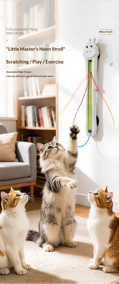 Fully automatic giraffe cat teasing machine, automatically tightens and throws ropes, allowing cats to relax and relieve boredom