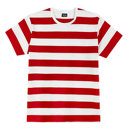 Red and White Striped Shirt Mens Halloween Chritmas Read Across America Day Top Adult Summer Casual Daily Novelty Fashion Tee