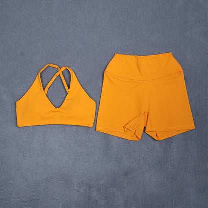 Ctenkevet Women's Summer 2Pcs Sleeveless Sports Set Woman Gym Yoga Outdoors Shockproof Vest Two-piece Running Suit Female