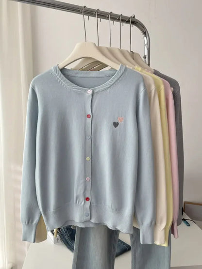 Fashion Versatile Women Sweater 2026 Autumn Winter Elegant Embroidered Women Knit Cardigan Long Sleeve Unique Colorful Buttons