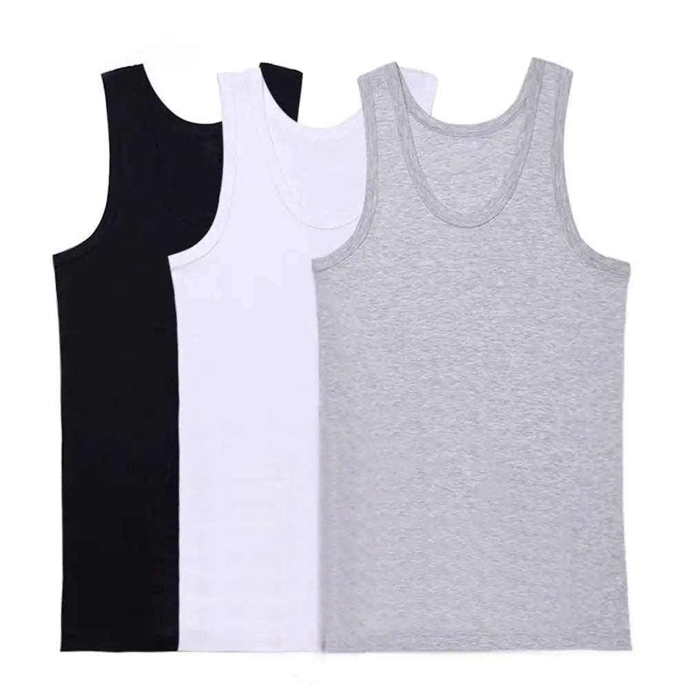 100% Pure Cotton White Grey Black Men Tank Tops Summer Plus Size Singlets Fitness Men Vest Casual Bodybuilding Vest T-shirt