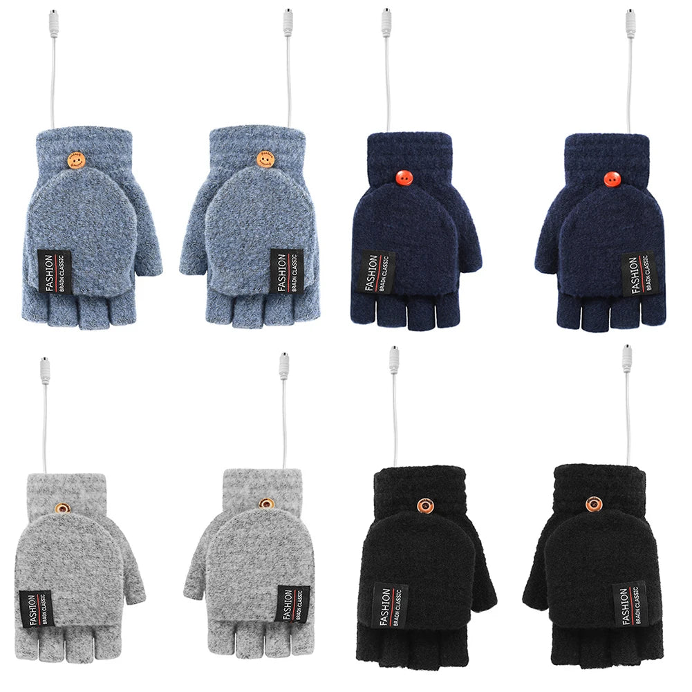 Electric Heating Gloves Hand Warmer Gloves Heater Rechargeable USB Reusable Laptop Suitable for Sports Skiing Winter Warm Gloves